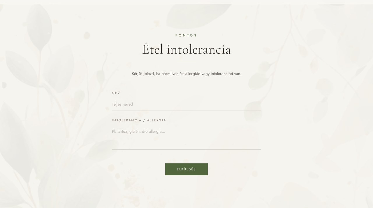 RSVP visszajelző szekció